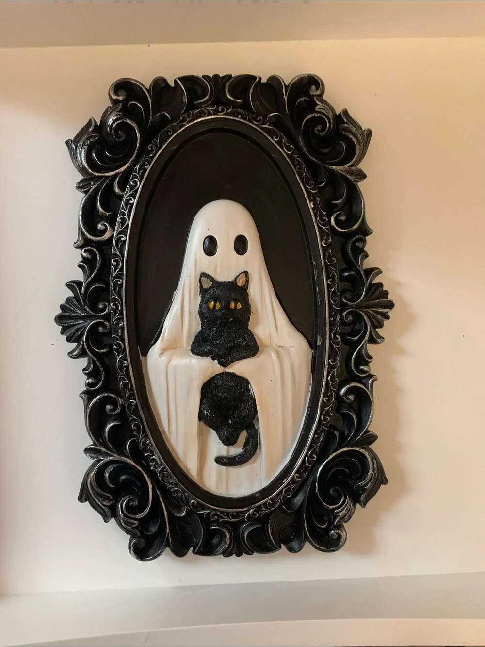 Black & White Ghost with Black Cat Frame